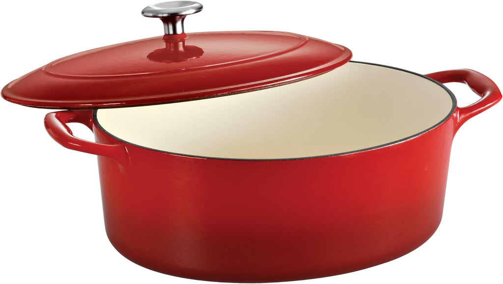 Enameled Cast Iron Covered Dutch Oven 7-Quart Gradated Red V1811