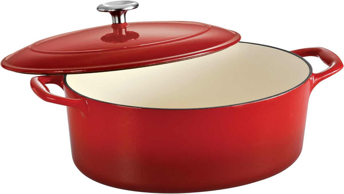 Enameled Cast Iron Covered Dutch Oven 7-Quart Gradated Red V1811