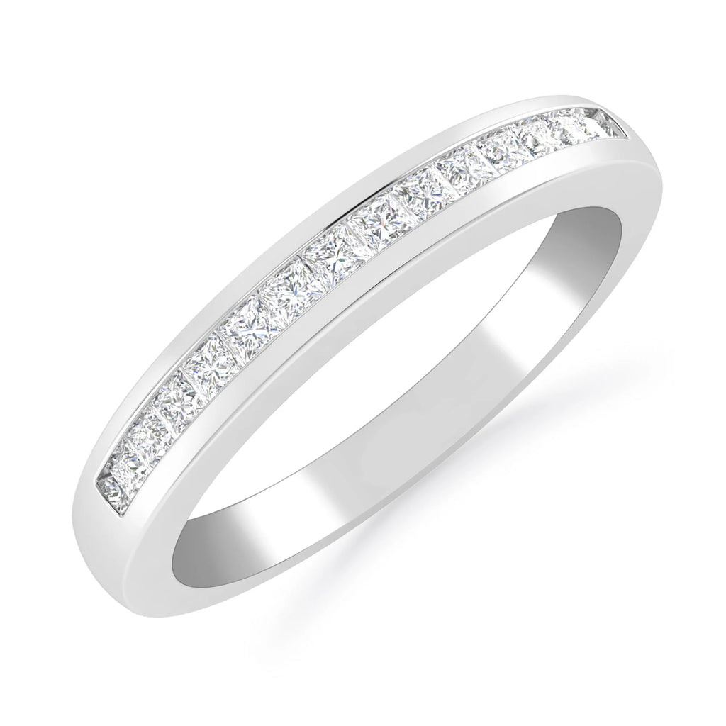 14K White Gold Princess Cut Diamond Bridal Wedding Band J72552