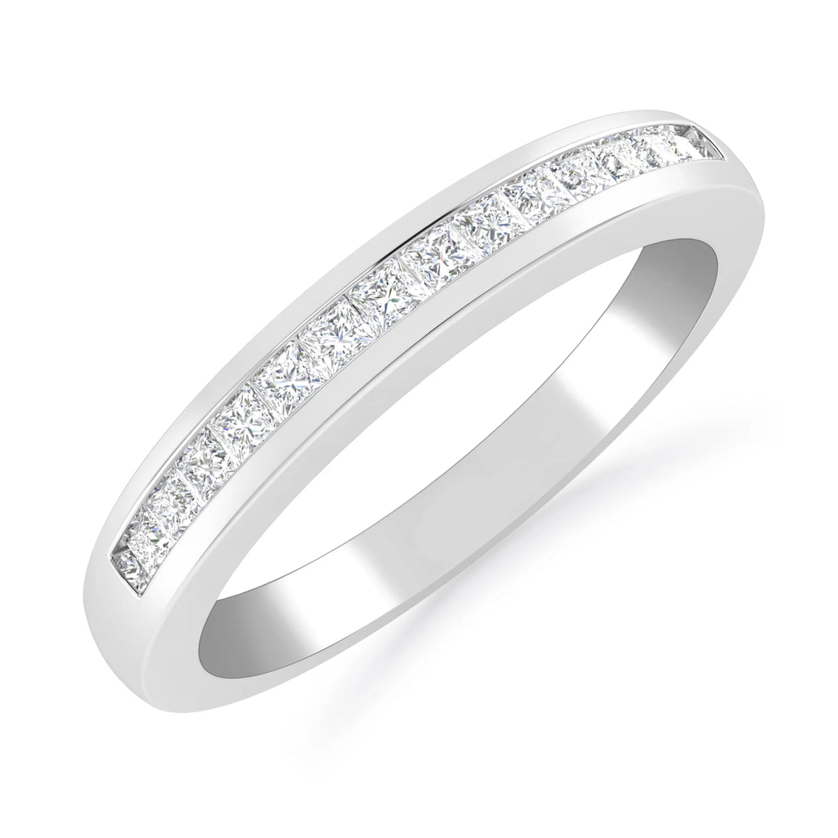 14K White Gold Princess Cut Diamond Bridal Wedding Band J72552