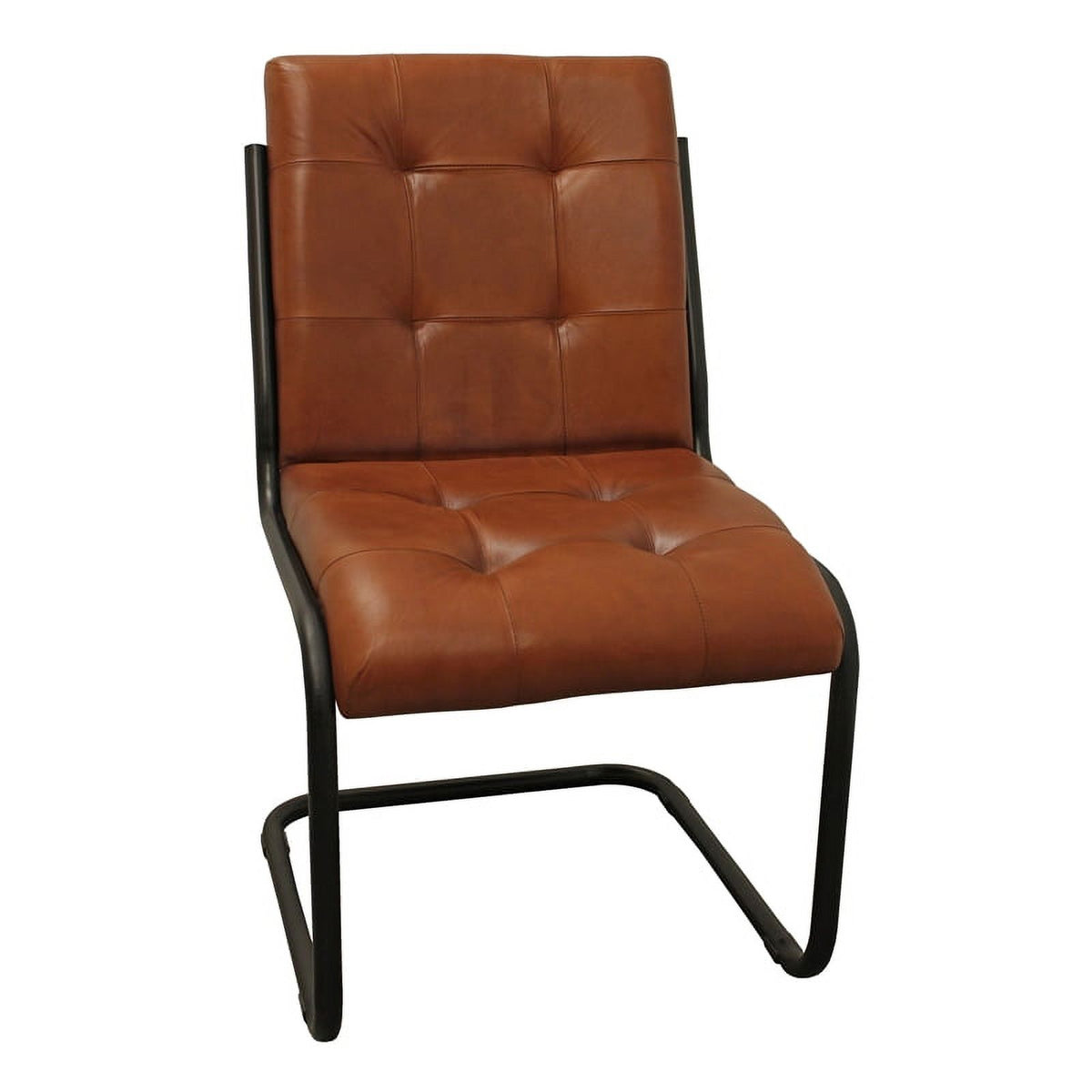 Leather Upholstered Side Chair with Cast Iron Frame in Mahogany R499434
