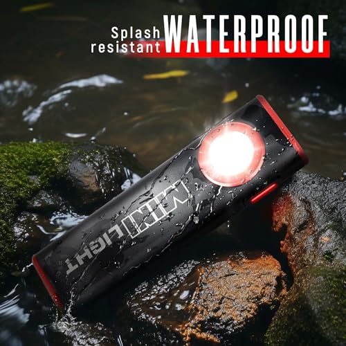 1600 Lumens Mini Magnetic Flat LED Flashlight with Clip, 3 Modes Waterproof Pocket Light (Ruby red) S497