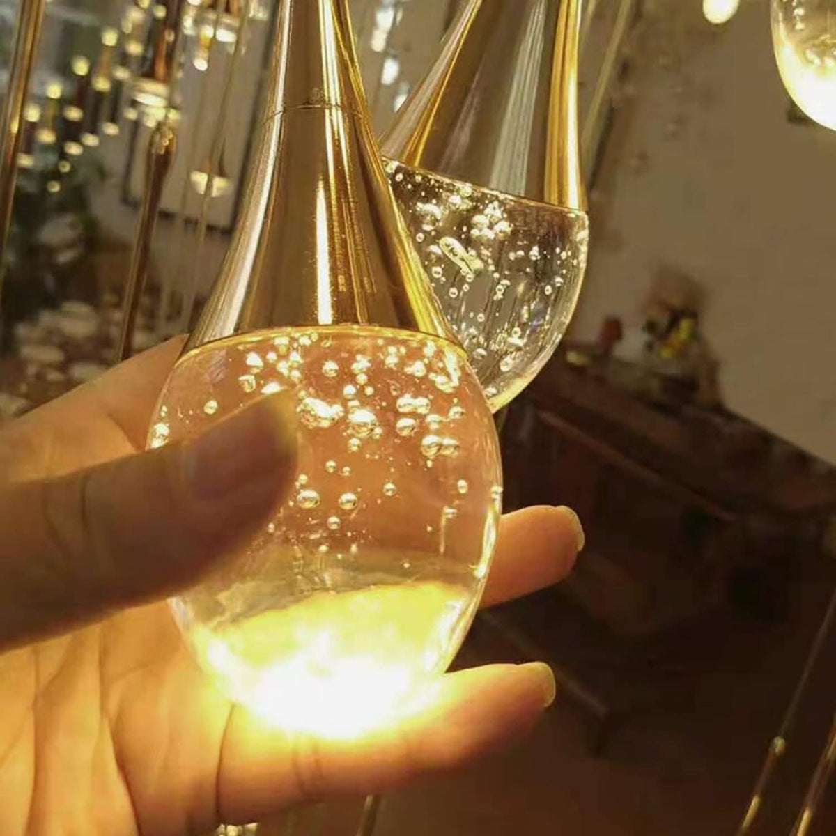 High Ceiling Dimmable Crystal Chandelier with LED Bulb E843868