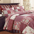Burgundy Wine Red Floral Paisley Patchwork 100% Cotton Reversible Quilt Bedding Set, Queen - 3 Piece P94863