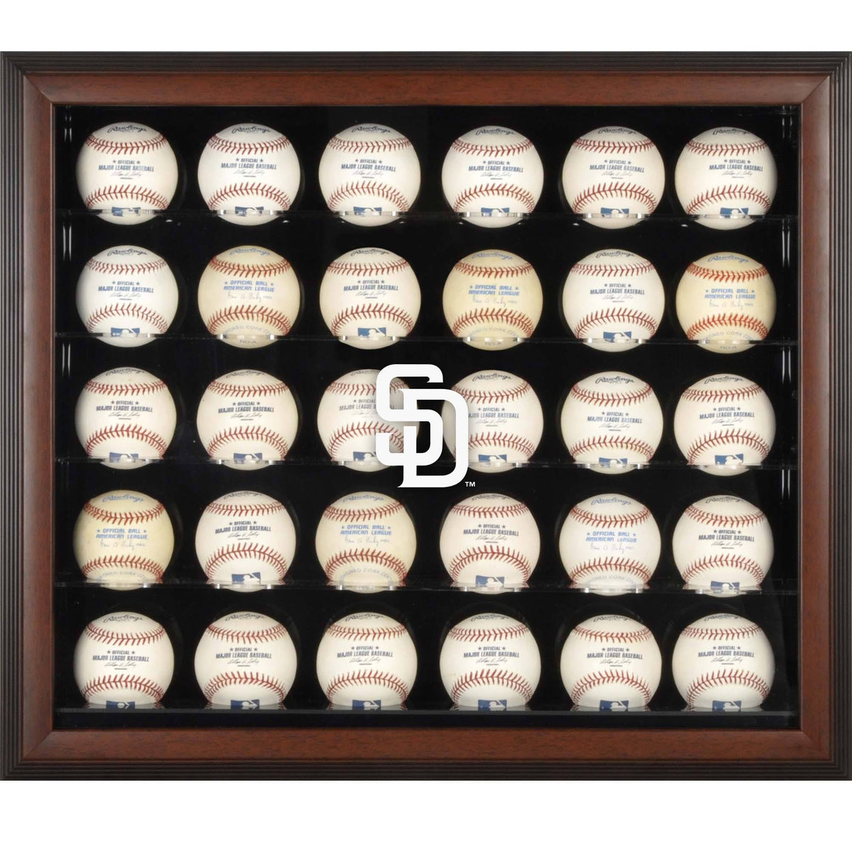 Brown Framed 30-Ball Display Case B53078