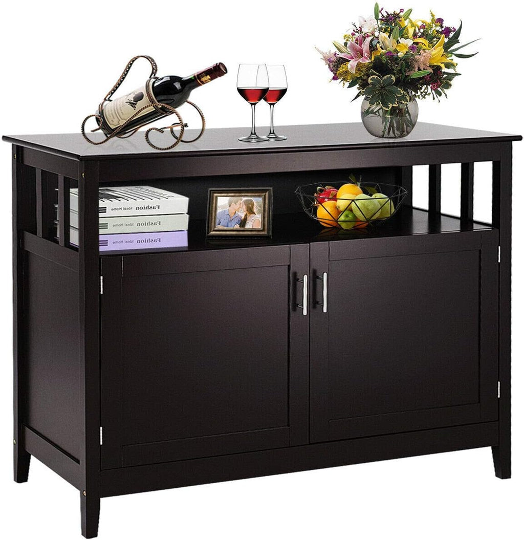 Espresso Wood Kitchen Storage Cabinet Buffet with Adjustable Shelf P822