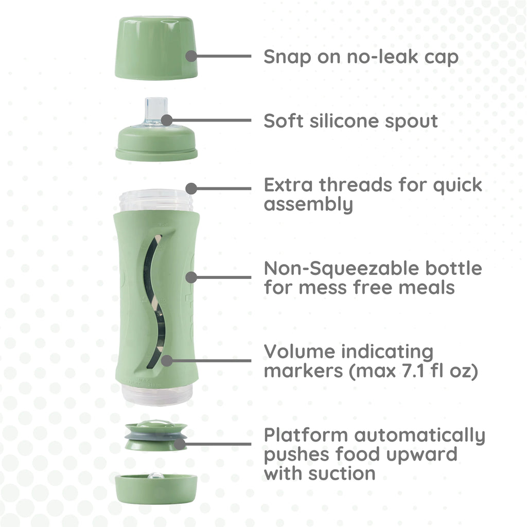Baby Food Bottle Self Feeder Reusable Silicone Cup Sage I593
