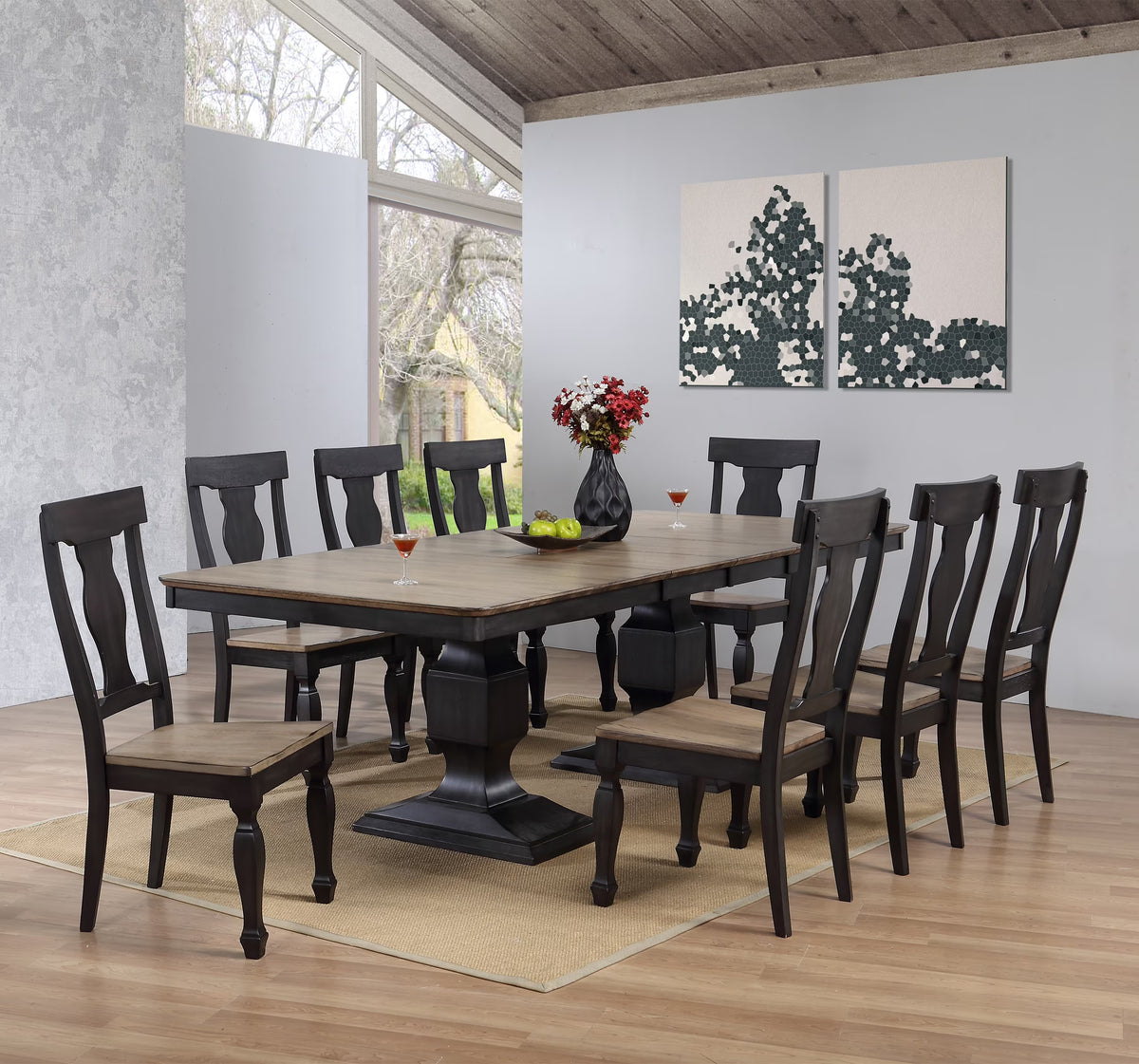 9 Piece Extendable Dining Table and 8 Chairs Set T4121