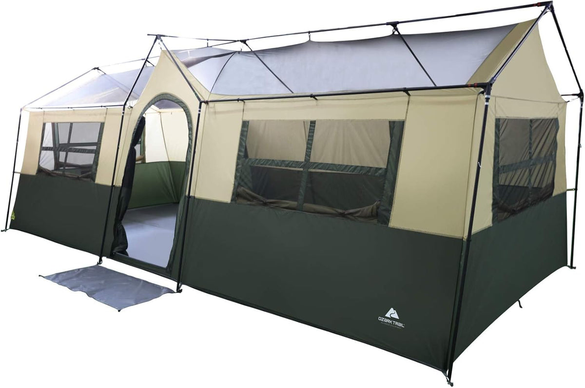 12 Person Cabin Tent with Closets and Room Dividers, Green S634272