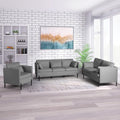 Grey 3 Pcs Upholstered Sofa Set with Pillows B581626