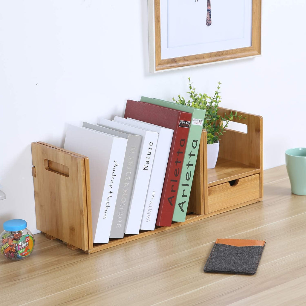 Bamboo Desktop Bookshelf with 3 Drawers U4595