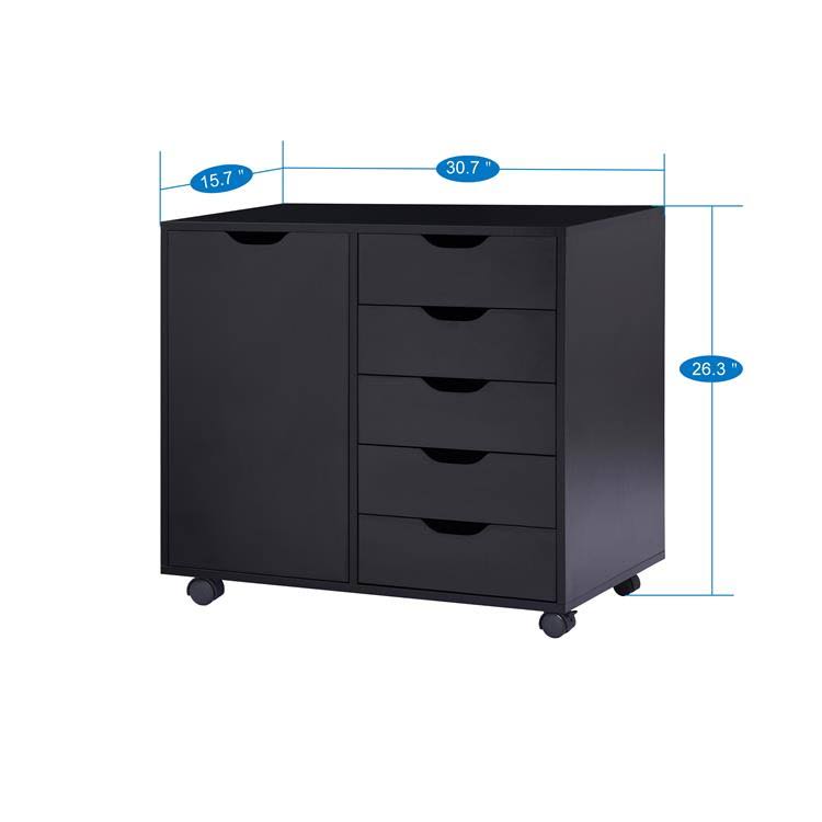 Gray 5-Drawer Office Storage Cabinet with Shelves N661