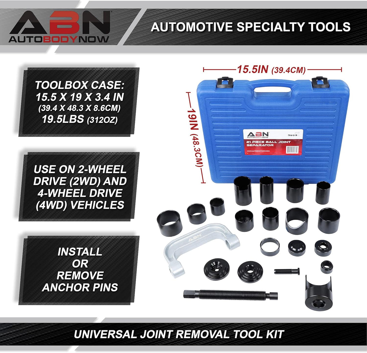 21 Piece Automotive Ball Joint Press Removal Tool Kit with Carrying Case T306