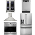 36 Gas Range, Range Hood, Refrigerator, Dishwasher and Wine Cooler D553
