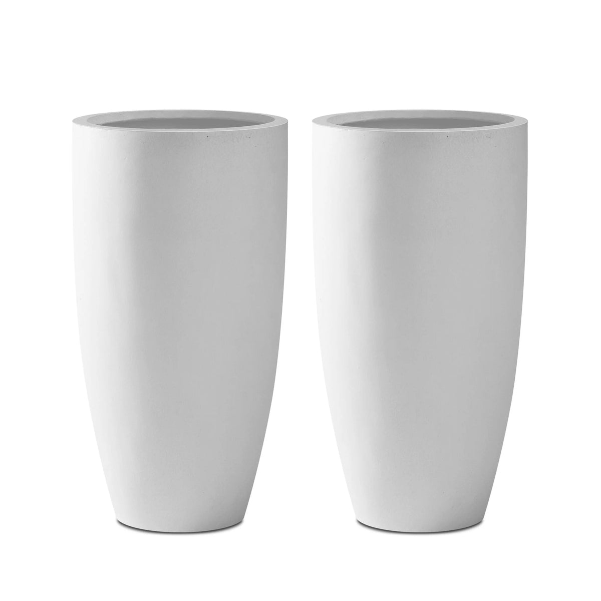 24" White Concrete Tall Planter Set of 2 G18555