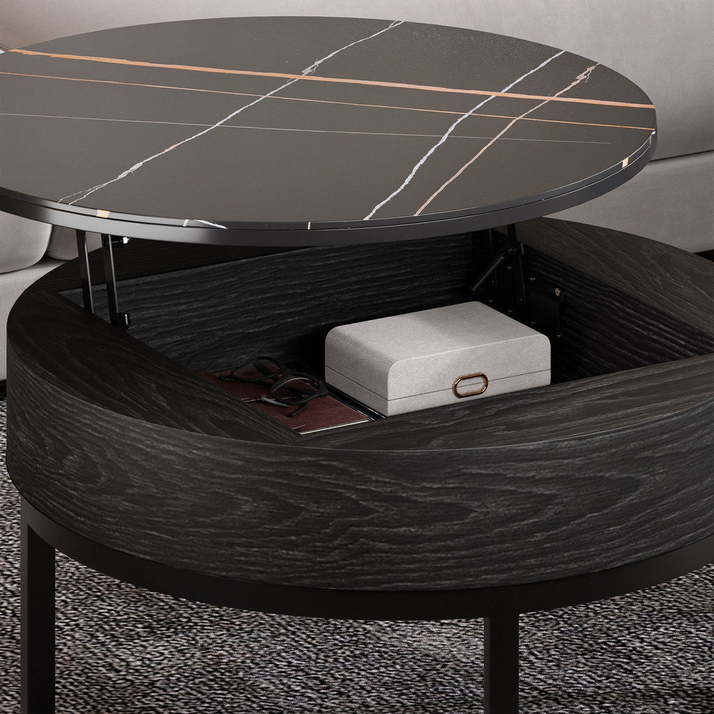 Round Lift-Top Nesting Coffee Table Set with 2 Drawers T890215