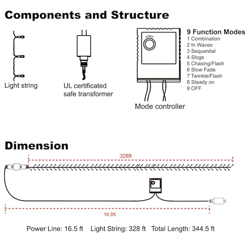 1000 LED 328 FT Waterproof String Lights with Remote & 8 Modes S785178