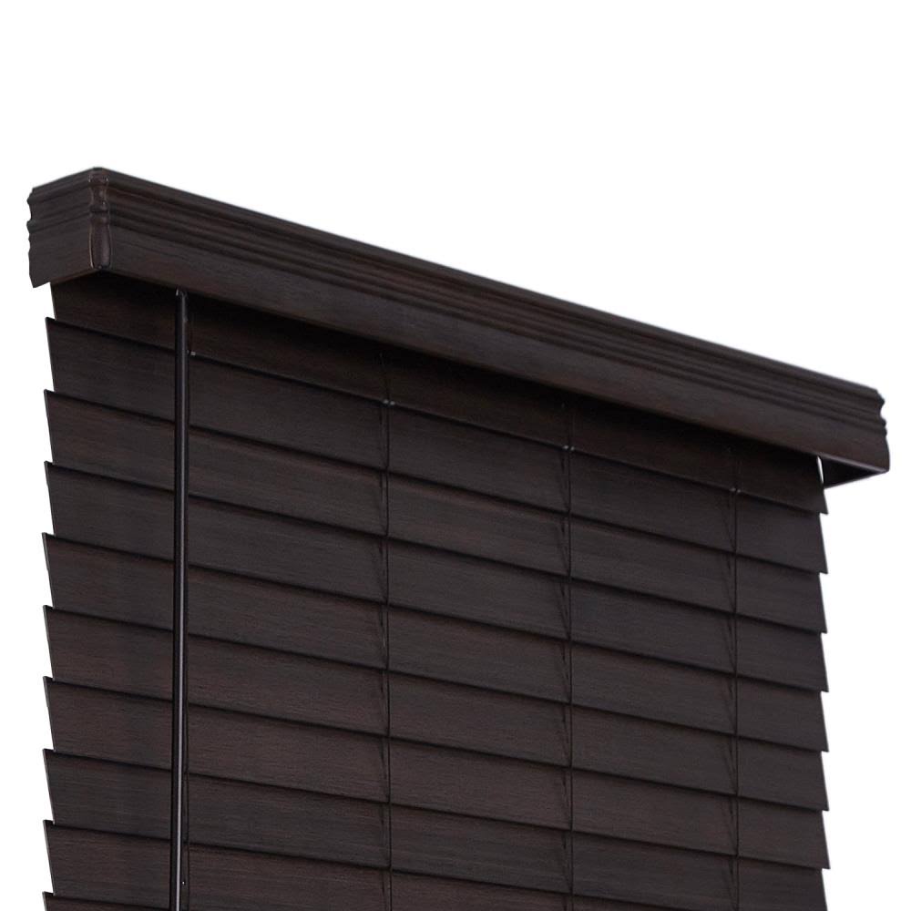 Walnut Faux Wood Cordless Room Darkening Horizontal Blinds W851