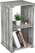 2 Tier Dark Gray Wood Storage Shelf Y624247