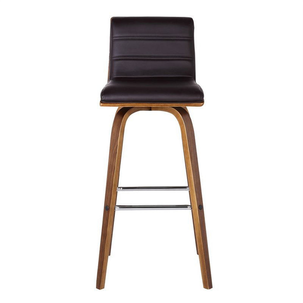 26" Faux Leather Counter Stool in Brown/Walnut V517862