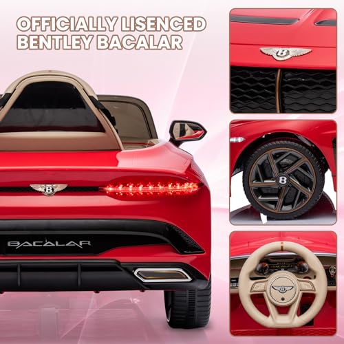 White Licensed Bentley Bacalar Kids Electric Car with Parent Remote Control U65761