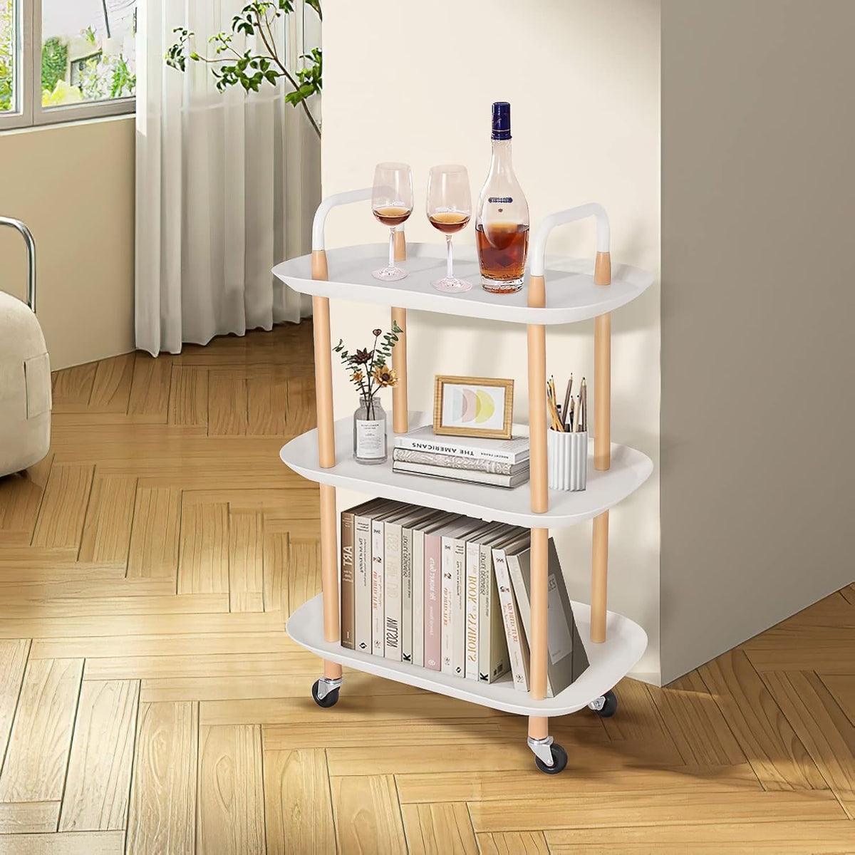 3-Tier Rolling Storage Cart with Lockable Wheels V4453