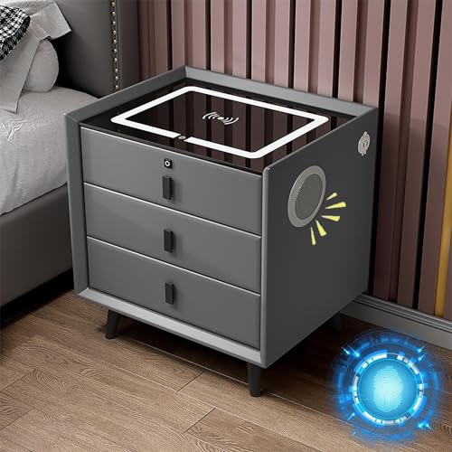 White 2 Drawer Nightstand with Wireless Charging Station O273
