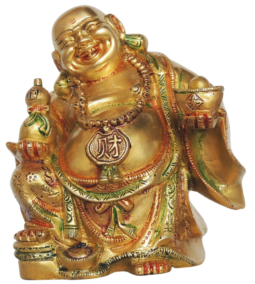 Brass Laughing Budha Idol Statue J44350