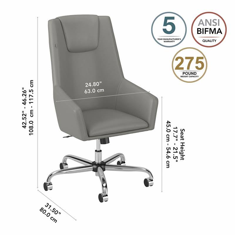 Light Gray High Back Leather Box Chair C622