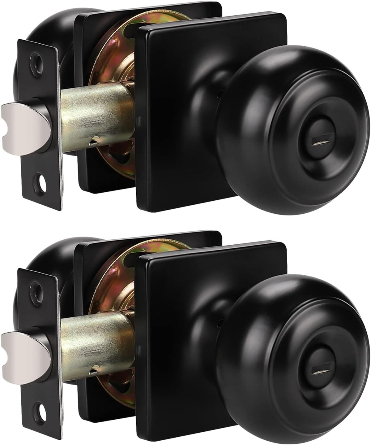 Matte Black 10 Pack Keyless Interior Door Knob Set with Square Rosette K62889