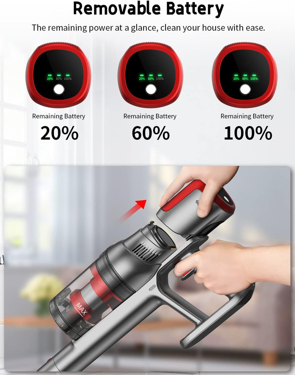 Cordless Stick Vacuum with 25Kpa Suction, 40min Runtime K336486