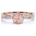 Peach Pink 1 Carat Round Cut Created Morganite and Moissanite Engagement Ring in 18k Gold Over Sterling Silver M84283