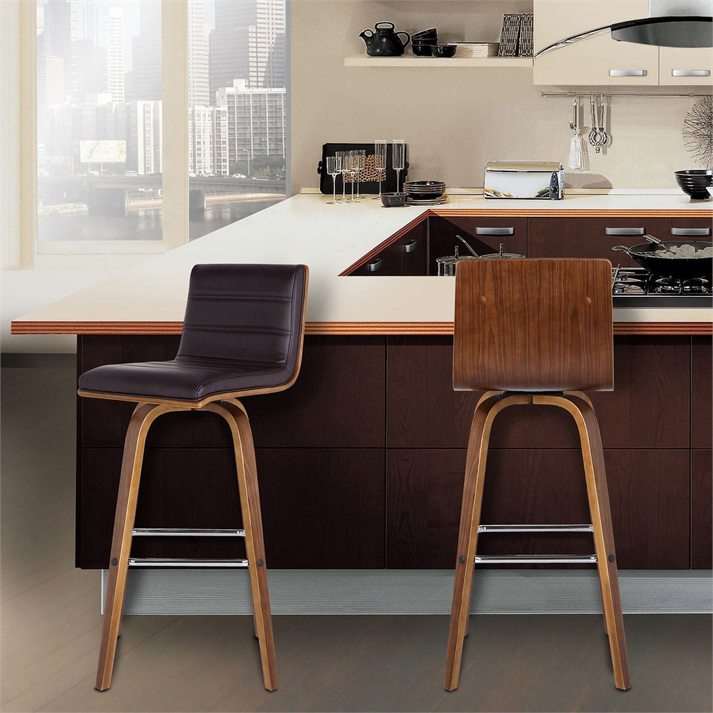 26" Faux Leather Counter Stool in Brown/Walnut V517862