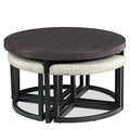 Brown Coffee Table with Stools F485