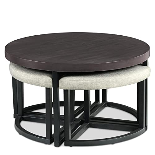 Brown Coffee Table with Stools F485