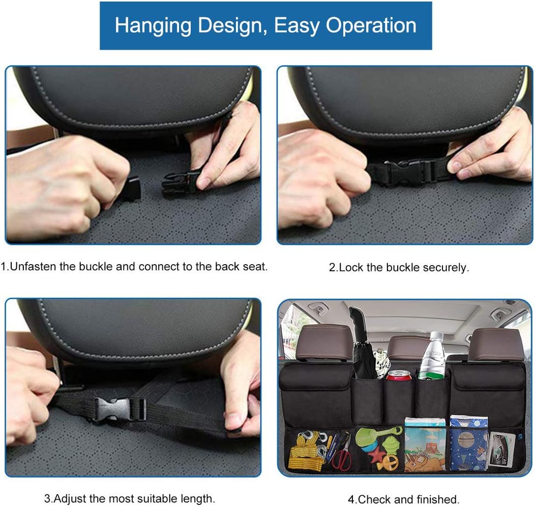 Trunk Organizer Car Storage with 5 Deep Pockets & 4 Pockets Mesh, Pack of 2 T86185