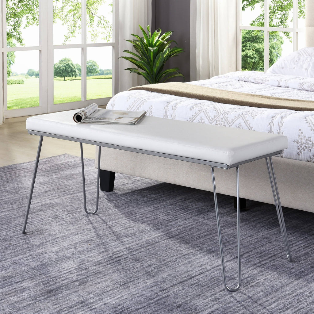 Silver / White Long Bench S339314