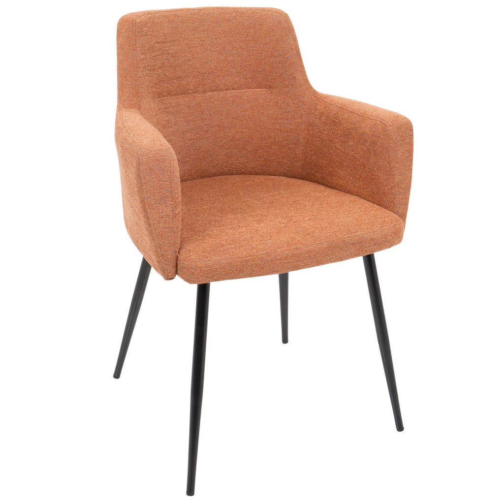 Orange Fabric Dining Accent Chair Set of 2 A4715