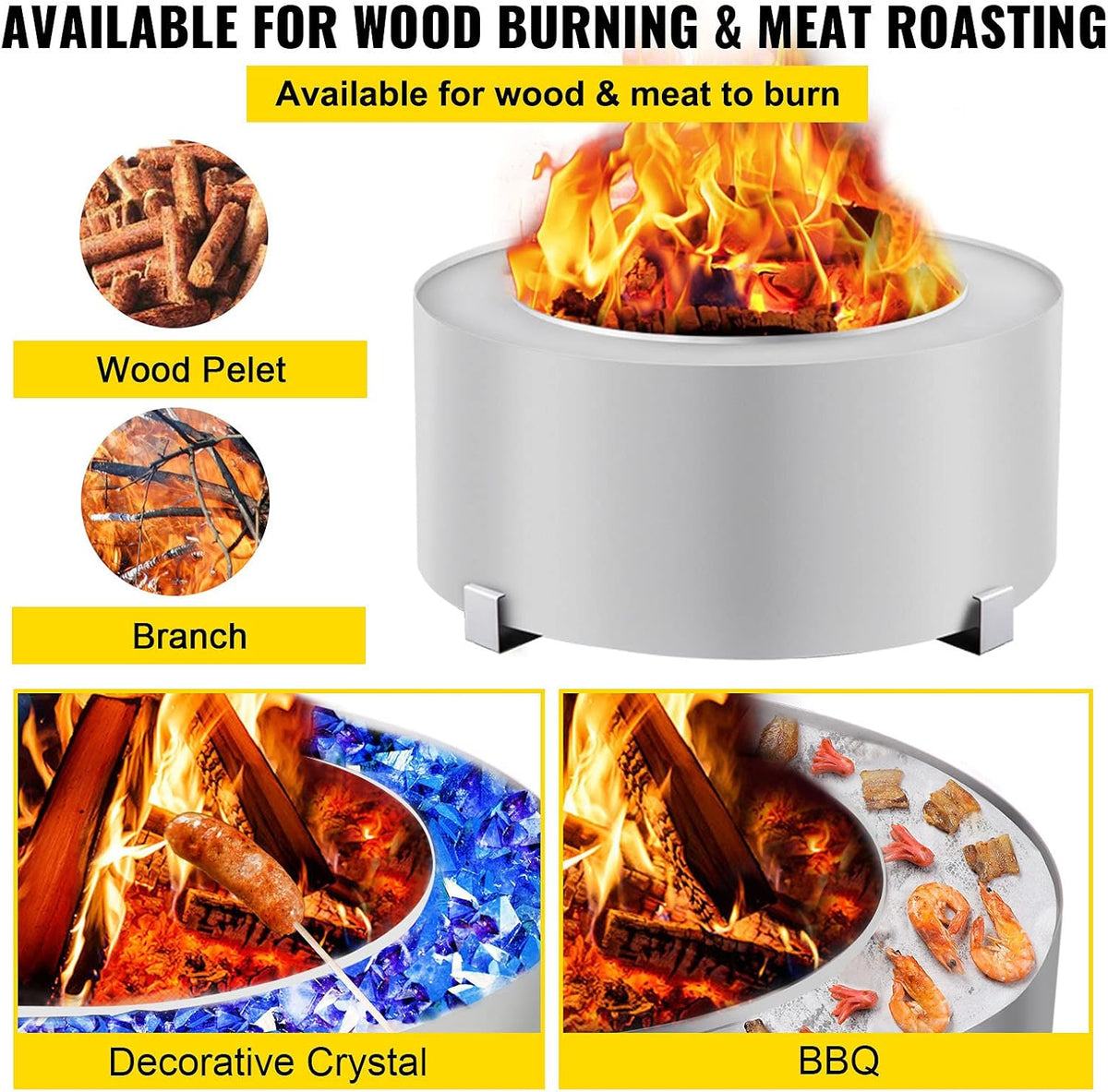 Stainless Steel Smokeless Fire Pit X64502