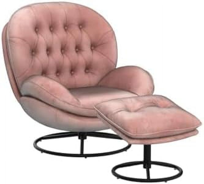 Velvet Swivel Accent Chair with Ottoman Set Z52526