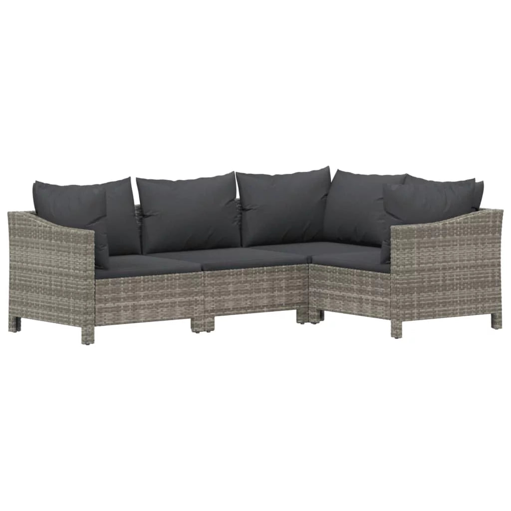 8 Piece Patio Set with Cushions Gray Poly Rattan X7007
