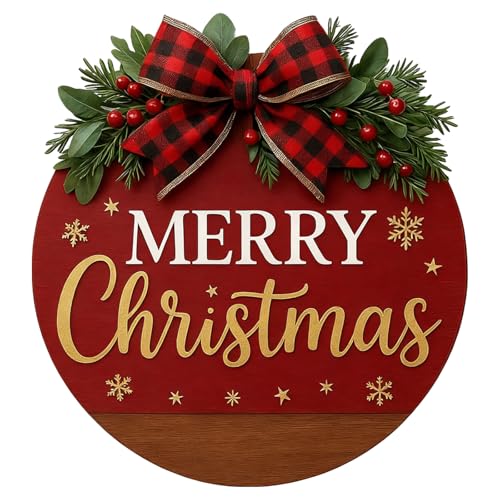 Christmas Wreath Hanging Sign with Bow K31613