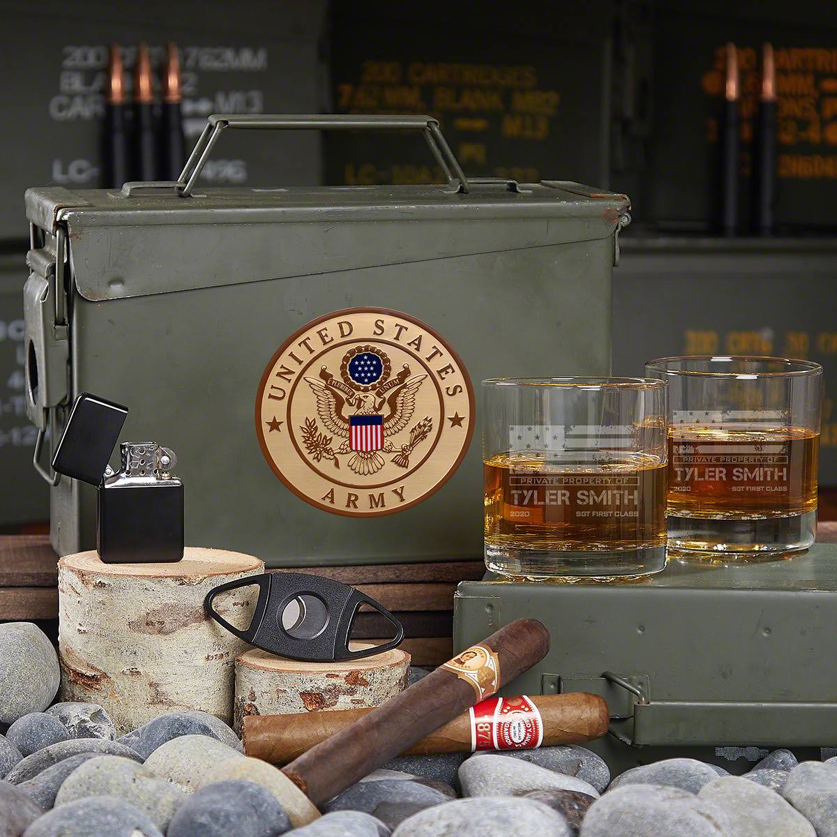 Ammo Can Set of Army Gifts Home Wet Bar U331