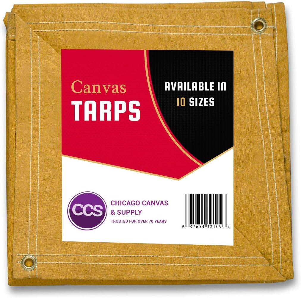 Gold 12 by 14 Feet Waterproof Canvas Tarp with Rustproof Grommets T320412