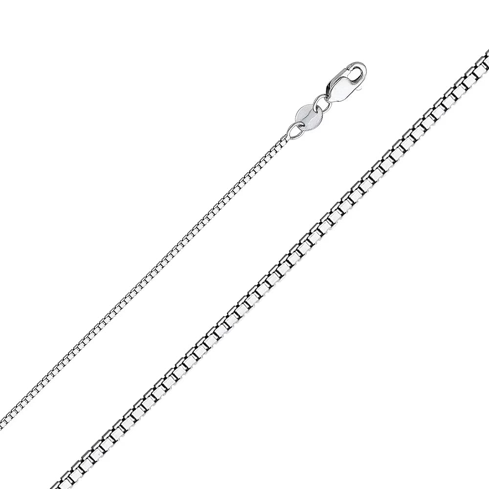 14K White Gold Box Pendant Chain Necklace (16 inch) S873940
