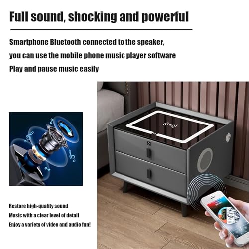 White 2 Drawer Nightstand with Wireless Charging Station O273