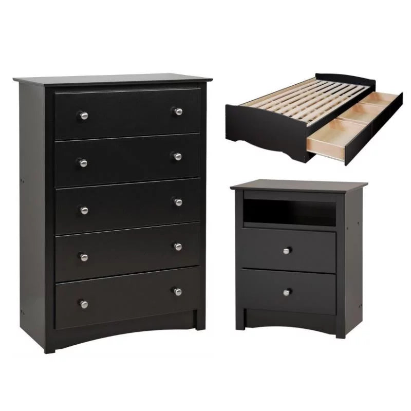 Twin Storage Bed Chest and 2 Drawer Night Stand X6497