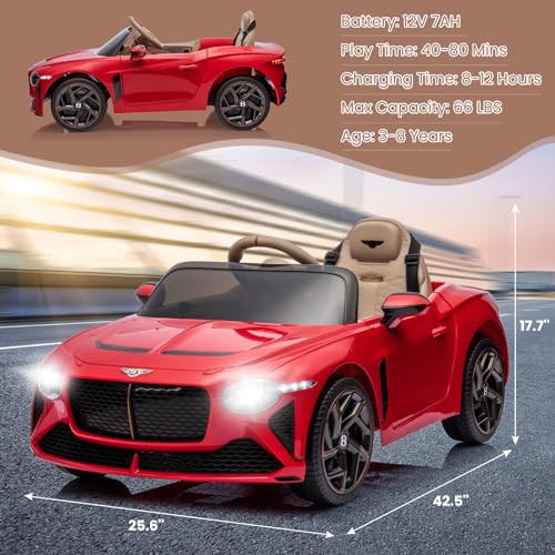 White Licensed Bentley Bacalar Kids Electric Car with Parent Remote Control U65761