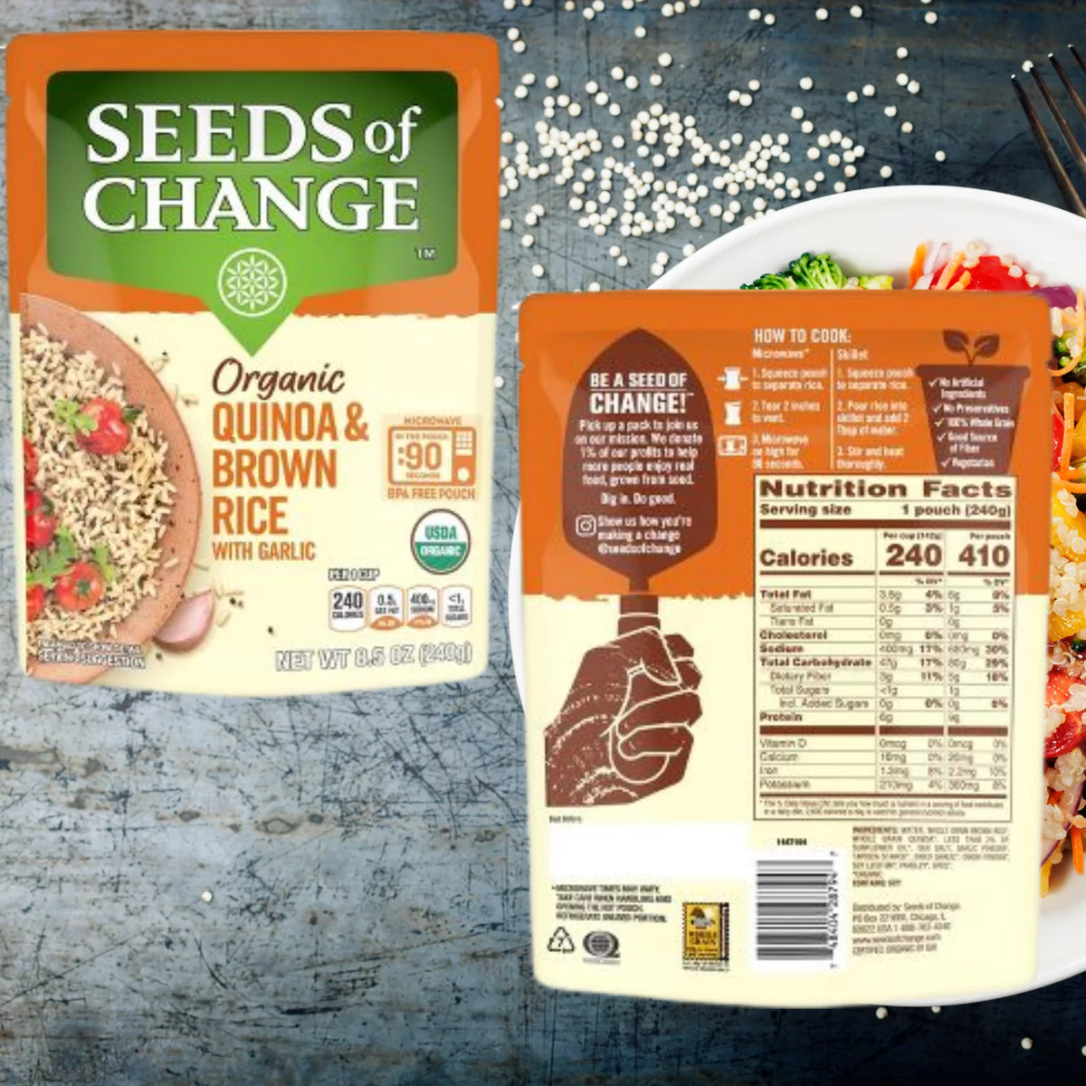 Organic Quinoa & Brown Rice with Garlic Mix, 8.5oz x 6 Packs A15754