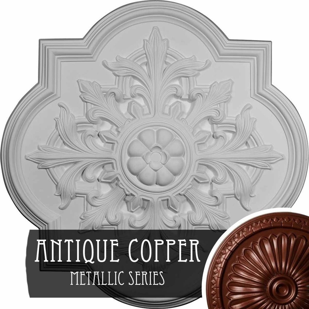 31 1/4x22OD x 2x22P Ceiling Medallion Hand-Painted Walnut V50357